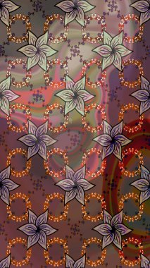 Sevimli çiçek raster deseni. Düz Çiçek Elementleri Tasarımı. Sketch Colour Spring Theme eskiz kalıbı. Kahverengi ve bej renkli çiçekler.