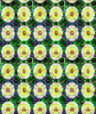 Raster illüstrasyonu. Raster illüstrasyonundaki çiçek desenli çizim. Yeşil renklerde. Güzel kumaş deseni.