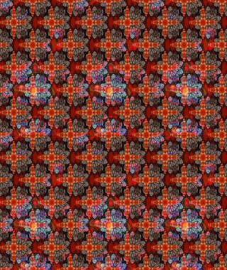 Çizim çiçek deseni duvar kâğıdı olarak kullanılabilir. Kırmızı renkte çiçekler. Raster illüstrasyonu.