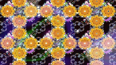 Çiçek desenli raster, sarı çizgi grafik desenli soyut raster arkaplan. Modern stil dokusu.