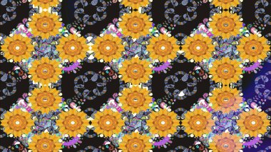 Soyut etnik raster çizim kalıbı. Çiçekler. Vadinin gri renkli çiçekleri.