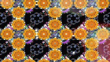 Düz Çiçek Elementleri Tasarımı. Güzel kumaş deseni. Raster illüstrasyonundaki çiçek desenli çizim. Renkli Bahar Teması çizim şablonu.