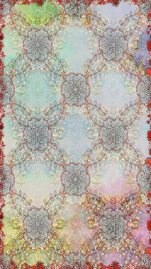 Renkli Bahar Temalı Kusursuz Arkaplan. Gri ve nötr renkte çiçekler. Raster illüstrasyonunda kusursuz çiçek deseni. Düz Çiçek Elementleri Tasarımı.