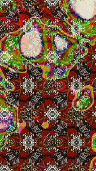 Kahverengi renkte çok kahverengi, zarif küçük çiçekler ve komik böcekler, raster desen, illüstrasyon.