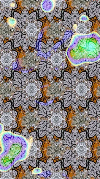 Raster illüstrasyonu. Güzel kumaş deseni. Raster illüstrasyonundaki çiçek desenli çizim. Gri renklerde.