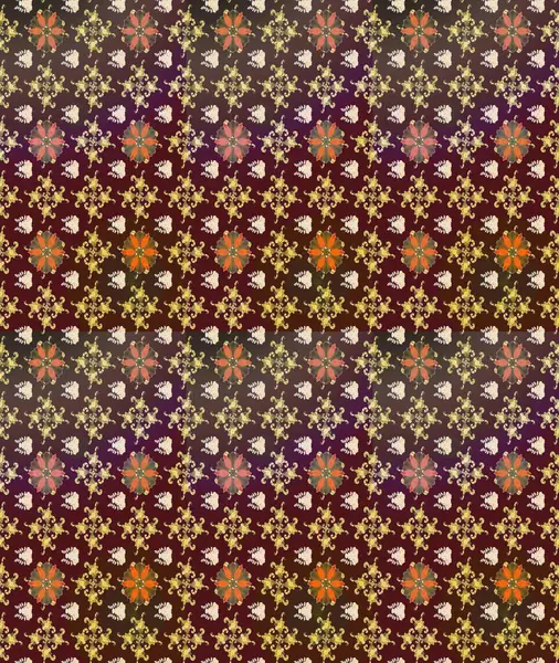 Kahverengi renkli çiçekler. Raster illüstrasyonu. Çiçek desenli eskiz, vuruşlar, sıçramalar, yaz çiçekleri..