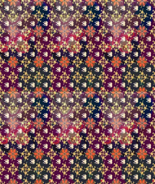 Mor ve kahverengi renklerde. Raster illüstrasyonu. Güzel kumaş deseni. Raster illüstrasyonunda kusursuz çiçek deseni.