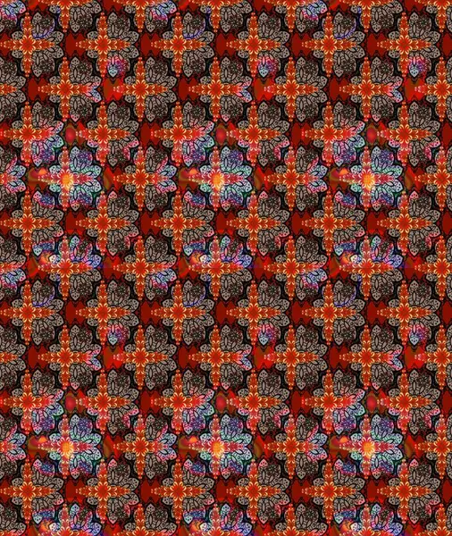 Çizim çiçek deseni duvar kâğıdı olarak kullanılabilir. Kırmızı renkte çiçekler. Raster illüstrasyonu.