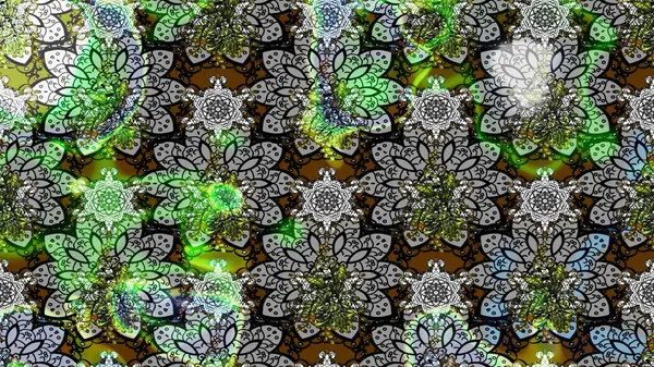 Gri renkli bitkilerden oluşan parlak çiçekli çizim deseni.