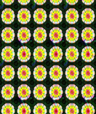 Sarı renkli güzel bir tekstil. Raster illüstrasyonu. Suluboya çiçekli çiçek deseni.