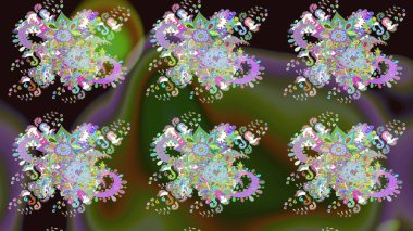 Küçük çiçekteki sevimli çiçek deseni. Yeşil renkli çiçekler. Raster illüstrasyonu.