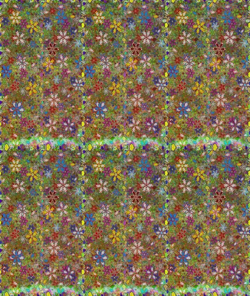 Kusursuz çiçek deseni. Renkli Bahar Temalı Kusursuz Arkaplan. Raster illüstrasyonu. Düz Çiçek Elementleri Tasarımı. Güzel kumaş deseni. Asya tekstil tarzında.