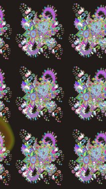 Hediye ambalaj kağıdı, tebrik kartları, posterler ve pankart tasarımı. Raster düz çiçek çizim deseni. Gri renkli çiçekler.