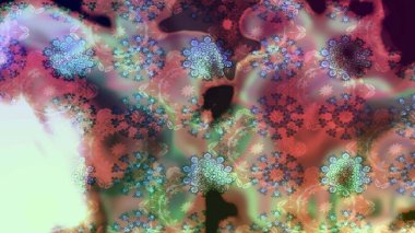 Çiçekler. Soyut etnik raster çizim kalıbı. Tarafsız renklerde vadinin çiçekleri.