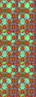 Raster illüstrasyonu. Şirin çiçekli kusursuz desen ve kahverengi ve yeşil renkli yapraklar, suluboya çiçek deseni, duvar kağıdı, kart veya kumaş için fayanslı.