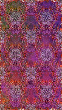 Yumuşak, yaz çiçekleri mor ve kahverengi renklerde. Raster illüstrasyonu. Küçük çiçekteki sevimli çiçek deseni. Raster deseni.