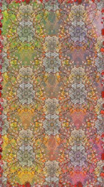 Kahverengi renklerde bahar çiçekleri. Çiçekli karalama şeklinde Raster çiçek deseni. Raster illüstrasyonu.