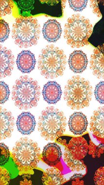 Beyaz renkli şirin çiçek desenleri. Renkli Bahar Teması eskiz kalıbı. Raster Modaya uygun kumaş deseni. Düz Çiçek Elementleri Tasarımı.