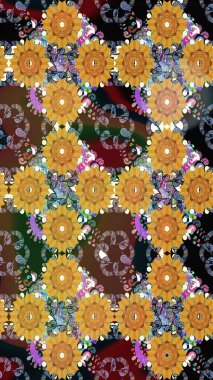 Kahverengi renkli çiçekler. Renkli Bahar temalı eskiz kalıbı. Çiçekli çiçek deseni, suluboya. Düz Çiçek Elementleri Tasarım Raster illüstrasyonu.