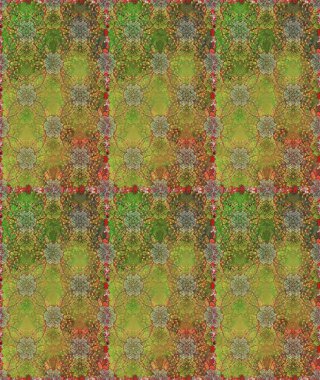 İşlemeli çiçekli, dikişsiz desen. Renkli grunge, koyu yeşil ve kahverengi çiçeklerle soyut bir arka plan oluşturur. İzler, kumaş, duvar kağıtları, tekstil için raster dokusu.