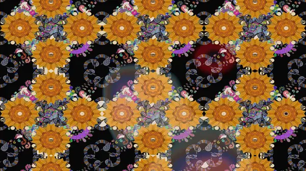 Raster deseni. Çiçekli çiçek deseni, suluboya. Süslü kumaş deseni.