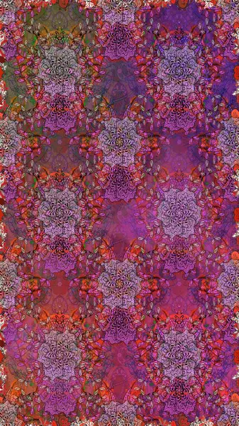 Yumuşak, yaz çiçekleri mor ve kahverengi renklerde. Raster illüstrasyonu. Küçük çiçekteki sevimli çiçek deseni. Raster deseni.