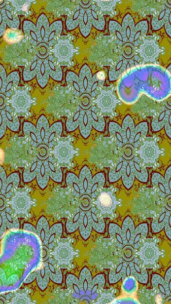 Raster Modaya uygun kumaş deseni. Yeşil renkli şirin çiçek deseni. Renkli Bahar Teması eskiz kalıbı. Düz Çiçek Elementleri Tasarımı.