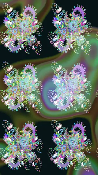 Raster illüstrasyonu. Şirin çiçekli eskiz deseni ve gri renkli yapraklar, suluboya çiçek deseni, duvar kağıdı, kart veya kumaş için fayanslı.