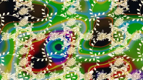 Yeşil renkli çiçekler. Şirin çiçek elementleri. Robot resim. Raster illüstrasyonu.