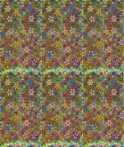 Kusursuz çiçek deseni. Renkli Bahar Temalı Kusursuz Arkaplan. Raster illüstrasyonu. Düz Çiçek Elementleri Tasarımı. Güzel kumaş deseni. Asya tekstil tarzında.