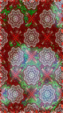 Nazik, sevimli çiçek arkaplanı. Çiçekli karalama şeklinde Raster çiçek deseni. Kırmızı renkte çiçekler.