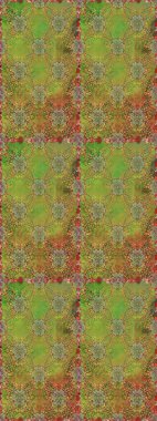 Elle çizilmiş çiçek deseni (fayans). Tekstil için dikişsiz suluboya desen. Sevimli çiçekler, desenli, yeşil ve kahverengi renklerle renksiz desen..