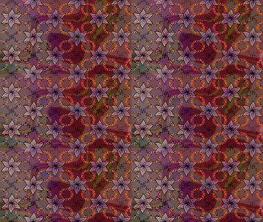 Oldukça eski bir besin torbası deseni. Küçük kahverengi, mor, çiçekler. Millefleur 'lar. Tekstil, kumaş, kapaklar, duvar kağıtları, baskı, naylon, yapıştırma, örgü, dekupaj için çiçeksiz arkaplan