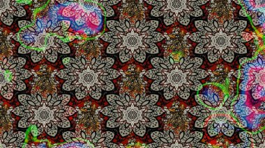 Çiçek ve yapraklı karalama şeklinde Raster çiçek deseni. Gri renklerde bahar çiçekleri. Raster illüstrasyonu.