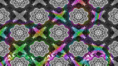 Süslü kumaş deseni. Düz Çiçek Elementleri Tasarımı. Raster illüstrasyonundaki çiçek desenli çizim. Renkli Bahar Teması çizim şablonu.