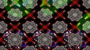 Raster deseni. Raster illüstrasyonu. Siyah renklerde. Soyut çiçek çizim kalıbı arka planı. Küçük çiçekte sevimli çiçek deseni var..