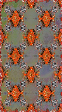 Çiçekli karalama şeklinde Raster çiçek deseni. Gri ve kahverengi renkli çiçekler. Yumuşak, bahar çiçekli arka plan.