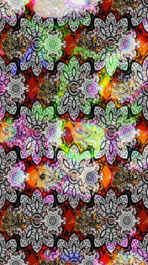 Raster illüstrasyonundaki çiçek desenli çizim. Gri renkli çiçekler.