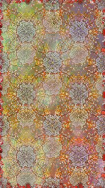 Düz Çiçek Elementleri Tasarımı. Raster Modaya uygun kumaş deseni. Renkli Bahar Temalı Kusursuz Arkaplan. Bej renkli şirin çiçek deseni.