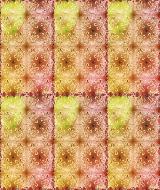 Renkli süs kenarı. Kusursuz desen. Hint süsü. Raster illüstrasyonu. Bej ve sarı renklerde. Çiçek duvar kağıdı.