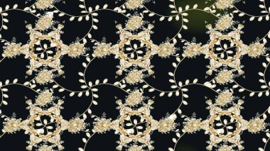 Moda baskıları için zarif bir şablon. Halk tarzı. Parlak renkli çiçekleri ve gri renkli yaprakları olan harika bir çiçek deseni. Modern çiçek arkaplanı.