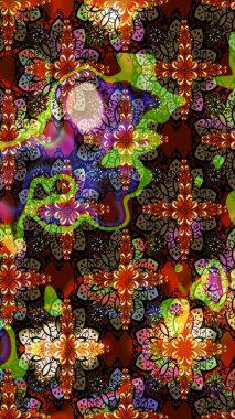 Renkli Bahar Teması eskiz kalıbı. Düz Çiçek Elementleri Tasarımı. Raster illüstrasyonundaki çiçek desenli çizim. Güzel kumaş deseni.