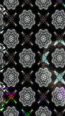 Robot resim. Raster illüstrasyonu. Siyah renkli çiçekler. Şirin çiçek elementleri..