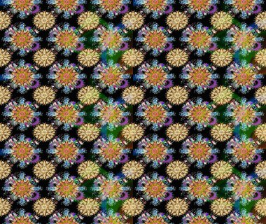 Kumaş desenli papatya çiçeği detayı. Siyah renkte çiçekler.