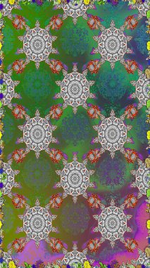 Çiçekli, kusursuz bir arkaplan. Renkli Bahar Temalı Kusursuz Arkaplan. Çocuk stili. Düz Çiçek Elementleri Tasarımı.