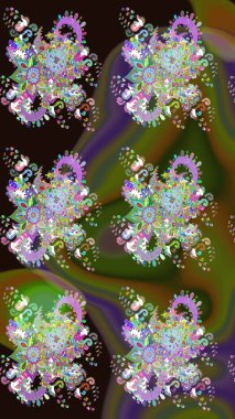 Raster illüstrasyonu. Çizim çiçek deseni duvar kâğıdı olarak kullanılabilir. Yeşil renkte çiçekler.