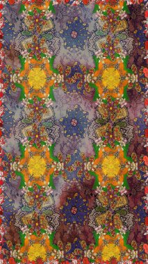 Modaya uygun kumaş deseni. Sevimli çiçek raster deseni. Renkli Yaz Temalı eskiz kalıbı. Düz Çiçek Elementleri Tasarımı.