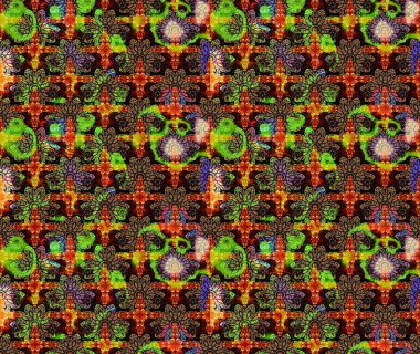 Raster illüstrasyonu. Suluboya çiçekli çiçek deseni. Siyah renkte güzel tekstil.