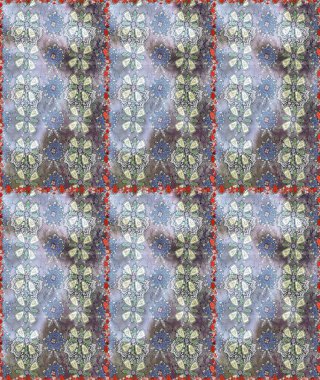 Renkli Yaz Temalı Kusursuz Arkaplan. Raster Illustrasyon 'da moda olmayan çiçek deseni. Düz Çiçek Elementleri Tasarımı. Gri ve nötr renkte çiçekler.