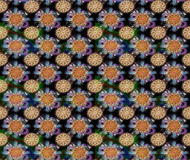 Raster illüstrasyonundaki çiçek desenli çizim. Siyah renkte çiçekler.